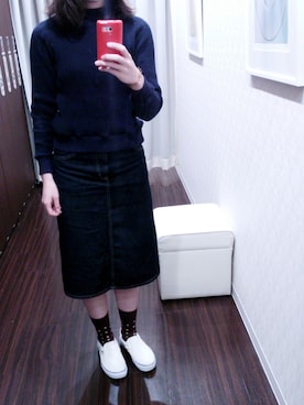 「Lee（リー）のアイテム（デニムスカート）」を使った、𝗒𝗎𝗄𝖺さん（レディース・168cm）の春コーディネート