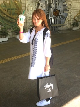 「MIXXO（ミッソ）のアイテム（チュニック）」を使った、Hitomiさん（レディース・155cm）の春コーディネート