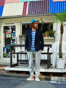 「REIGNING CHAMP（レイニングチャンプ）のアイテム（パンツ）」を使った、YOTAさん（メンズ・177cm）の秋コーディネート
