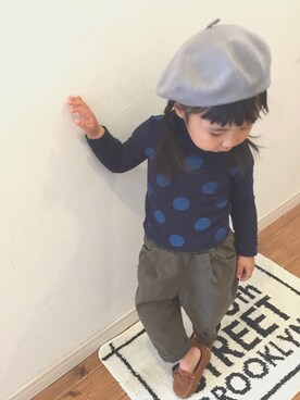 「おさげ」｜「アイテム（ハンチング/ベレー帽）」を使った、shiiizuku♡さん（キッズ・80cm）の秋コーディネート