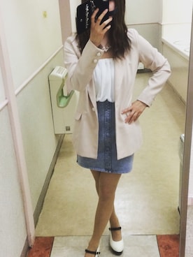 「lady」｜「アイテム（ジャケット/アウター）」を使った、Shionさん（レディース・158cm）の春コーディネート
