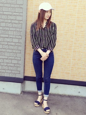 「アイテム（バングル/リストバンド）」を使った、Shionさん（レディース・158cm・20代）の夏コーディネート
