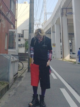 「CHRISTIAN DADA（クリスチャンダダ）のJohnny Lose T-Shirt（Tシャツ/カットソー、ブラック系）」を使った、DoctorFeelgoodさんの夏コーディネート