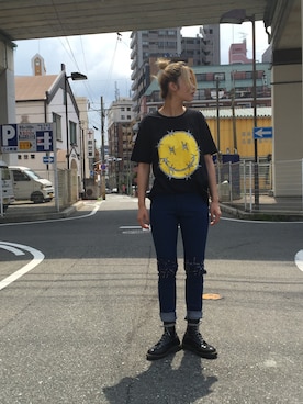 「KIDILL（キディル）のKIDILL 2016aw smile T（Tシャツ/カットソー、ブラック系）」を使った、DoctorFeelgoodさんの夏コーディネート