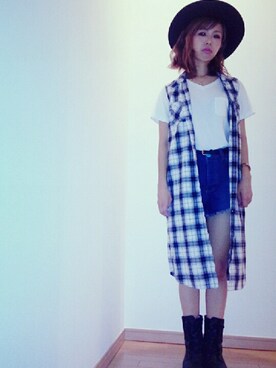 「BACKS（バックス）のアイテム（帽子）」を使った、かおりさん（レディース・157cm）の秋コーディネート