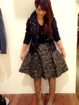 「Bou Jeloud（ブージュルード）のアイテム（ライダースジャケット）」を使った、高橋美樹さん（レディース・158cm）の秋コーディネート