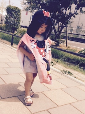 「タオル」｜「アイテム（その他）」を使った、mikuuuuhmさん（キッズ・90cm）の夏コーディネート