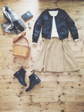 「パールアクセ」｜「アイテム（ブーツ）」を使った、atelier bloomさん（レディース・152cm）の冬コーディネート