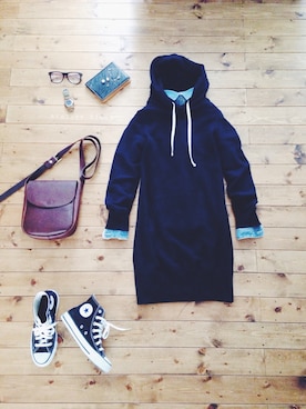 「スウェット×シャツ」｜atelier bloomさん（レディース・152cm）の冬コーディネート