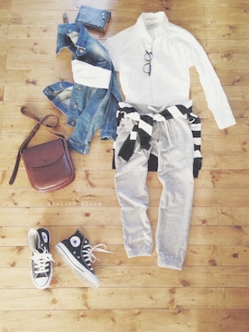 「スウェット×シャツ」｜atelier bloomさん（レディース・152cm）の冬コーディネート