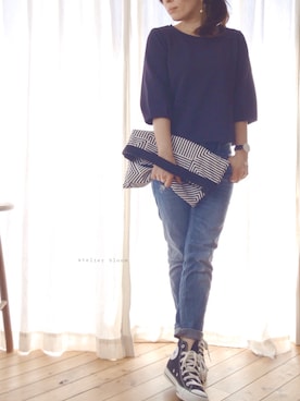 「アイテム（クラッチバッグ）」を使った、atelier bloomさん（レディース・152cm）の春コーディネート