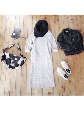 「Daniel Wellington」｜「アイテム（ライダースジャケット）」を使った、atelier bloomさん（レディース・152cm）の冬コーディネート