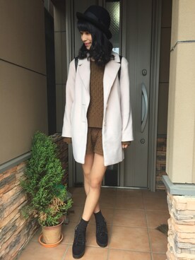 「HERE'S（HERE'S）のアイテム（チェスターコート）」を使った、あ  こさん（レディース・160cm）の秋コーディネート