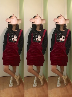 「mercibeaucoup,（メルシーボークー）のアイテム（サロペット/オーバーオール）」を使った、CharlieWさん（レディース・160cm）の冬コーディネート