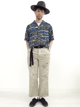 「涼しげ」｜「アイテム（帽子）」を使った、Shinya Tokunagaさん（メンズ・172cm）の夏コーディネート