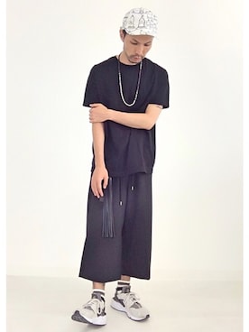 「BASISBROEK（バシスブルック）のアイテム（スラックス）」を使った、Shinya Tokunagaさん（メンズ・172cm）の夏コーディネート