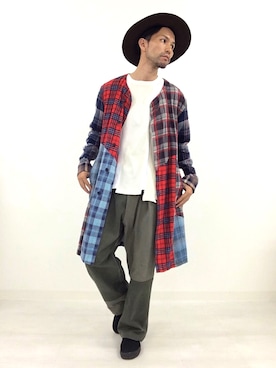 「ink（インク）のアイテム（帽子）」を使った、Shinya Tokunagaさん（メンズ・172cm）の秋コーディネート