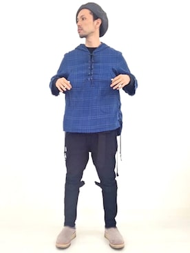 「SUNSEA（サンシー）のアイテム（帽子）」を使った、Shinya Tokunagaさん（メンズ・172cm）の秋コーディネート