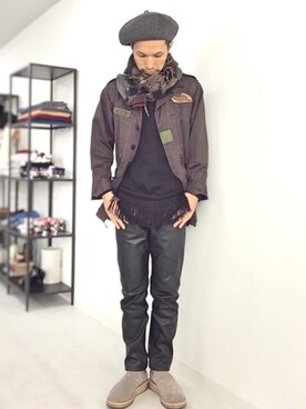 「SUNSEA（サンシー）のアイテム（帽子）」を使った、Shinya Tokunagaさん（メンズ・172cm）の秋コーディネート