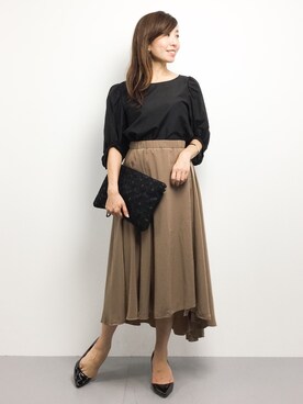 「coca（coca）（コカ）のアイテム（クラッチバッグ）」を使った、RINAさん（レディース・160cm）の秋コーディネート