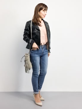 「MICOAMERI（ミコアメリ）のアイテム（ジャケット/アウター）」を使った、RINAさん（レディース・160cm）の秋コーディネート