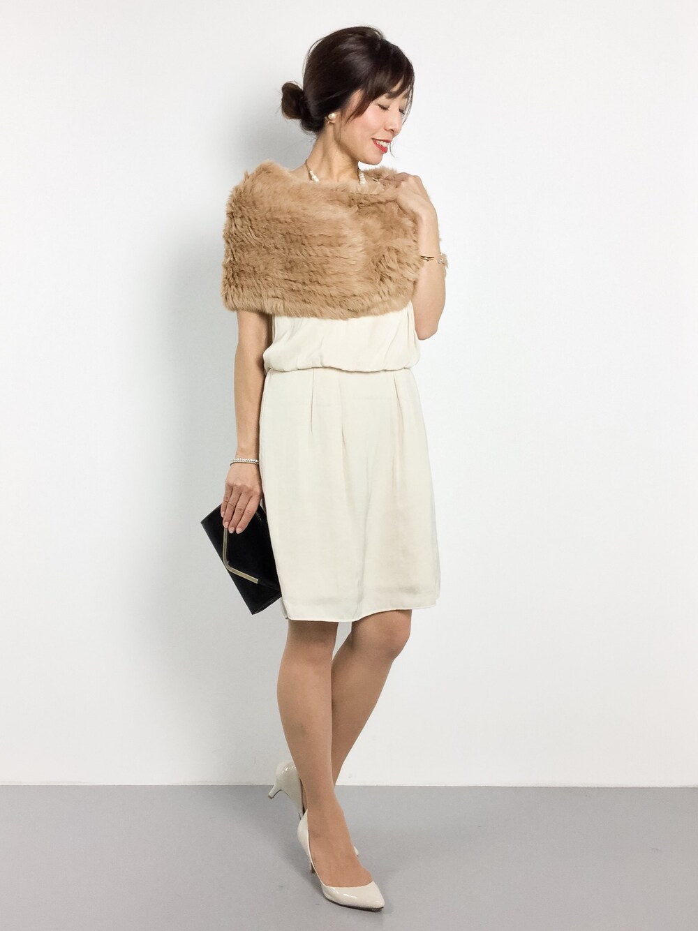 RINAさんの「コットンパールネックレス付きウエストブラウジングドレス（moca couture）」を使ったコーディネート