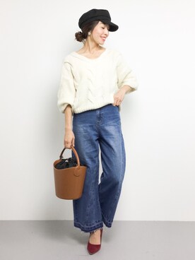 「enchainement mignon（アンシェヌマンミニョン）のアイテム」を使った、RINAさん（レディース・160cm）の秋コーディネート