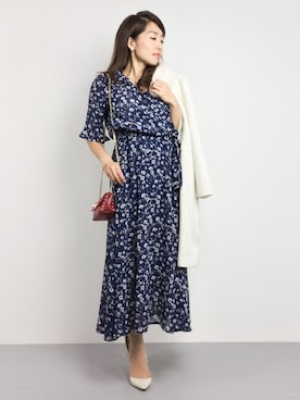 「Color（カラー）のアイテム（ワンピース）」を使った、RINAさん（レディース・160cm）の秋コーディネート