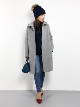 「PLAIN CLOTHING（プレーンクロージング）のアイテム（ニットキャップ/ビーニー）」を使った、RINAさん（レディース・160cm）の冬コーディネート