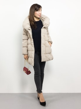 「SESTO（セスト）の7cmヒール美脚ポインテッドトゥパンプス（パンプス）」を使った、RINAさん（レディース・160cm）の冬コーディネート