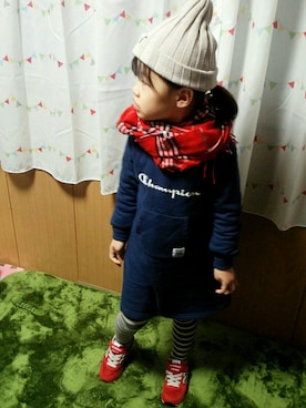 「タータンチェック」｜KOHa☆RUさん（キッズ・100cm）の冬コーディネート