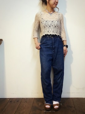 「アイテム（サンダル）」を使った、mika totaniさん（レディース・152cm）の春コーディネート