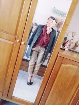 「チェスター」｜「アイテム（チノパンツ）」を使った、'ㅂ'*さん（レディース・160cm）の冬コーディネート