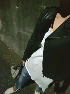 「Ungrid（アングリッド）のフレイドヘムストスリ（デニムパンツ）」を使った、りえさん（レディース・158cm）の秋コーディネート