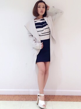 「CECIL McBEE（セシルマクビー）のアイテム（トレンチコート）」を使った、村崎英絵（むらさきはなえ）さん（レディース・146cm）の春コーディネート
