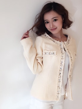 「CECIL McBEE（セシルマクビー）のアイテム（ジャケット/アウター）」を使った、村崎英絵（むらさきはなえ）さん（レディース・146cm）の春コーディネート