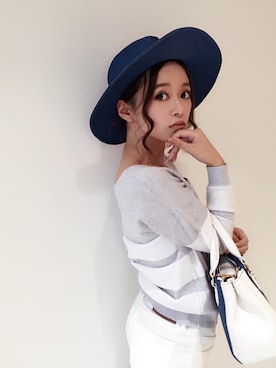 「CECIL McBEE（セシルマクビー）のアイテム（帽子）」を使った、村崎英絵（むらさきはなえ）さん（レディース・146cm）の春コーディネート