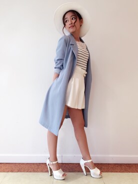 「CECIL McBEE（セシルマクビー）のアイテム（帽子）」を使った、村崎英絵（むらさきはなえ）さん（レディース・146cm）の春コーディネート