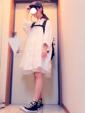 「ビッグシャツ」｜「アイテム（シャツワンピース）」を使った、はるるさん（レディース・165cm）の秋コーディネート