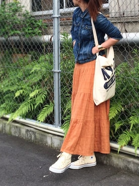 「ZARA（ザラ）のアイテム（デニムジャケット、ブルー系）」を使った、hoshi_romiさん（レディース・165cm）の春コーディネート