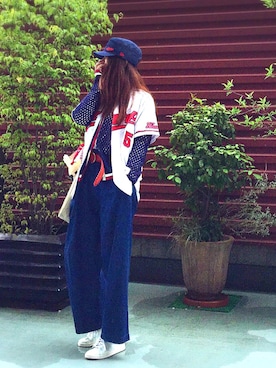 「carpのアイテム（シャツ/ブラウス、ホワイト系）」を使った、hoshi_romiさん（レディース・165cm）の夏コーディネート