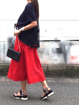 「iT（イット）のアイテム（Tシャツ/カットソー、ブルー系）」を使った、hoshi_romiさん（レディース・165cm）の夏コーディネート