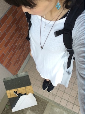 「黒ストライプ」｜かなち〜。さん（レディース・174cm）の春コーディネート