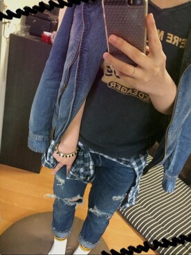 「Levi's（リーバイス）のアイテム（ライダースジャケット）」を使った、yuriさん（レディース・148cm）の春コーディネート