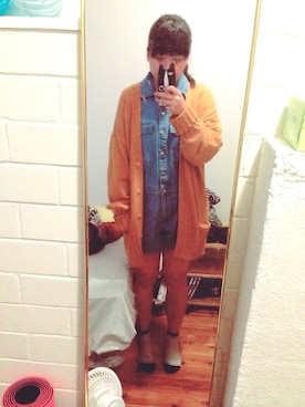 「アイテム（ダッフルコート、オレンジ系）」を使った、Mavis Chuangさん（レディース・163cm）の春コーディネート