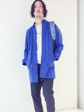「SHIPS JET BLUE（シップスジェットブルー）のアイテム（スウェット）」を使った、竹野さん（メンズ・181cm）の春コーディネート