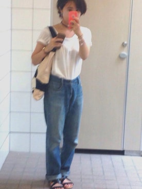 「Eddie Bauer（エディーバウアー）のアイテム（パンツ）」を使った、225さん（レディース・153cm）の夏コーディネート