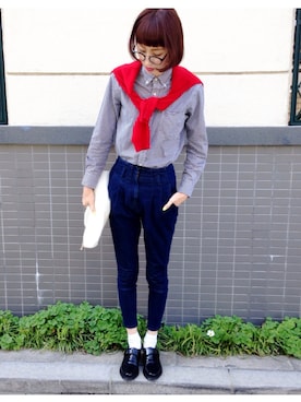 「ギンガムシャツ」｜「アイテム（パンツ）」を使った、maichinさん（レディース・178cm）の春コーディネート