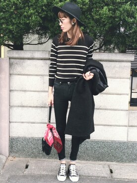 「GLOBAL WORK（グローバルワーク）のフェルトロングブリムハット/705078（ハット）」を使った、maichinさん（レディース・178cm）の冬コーディネート