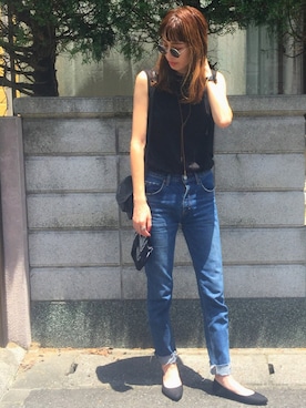 「MOUSSY（マウジー）のCUT OFF STRAIGHT（デニムパンツ）」を使った、maichinさん（レディース・178cm）の夏コーディネート